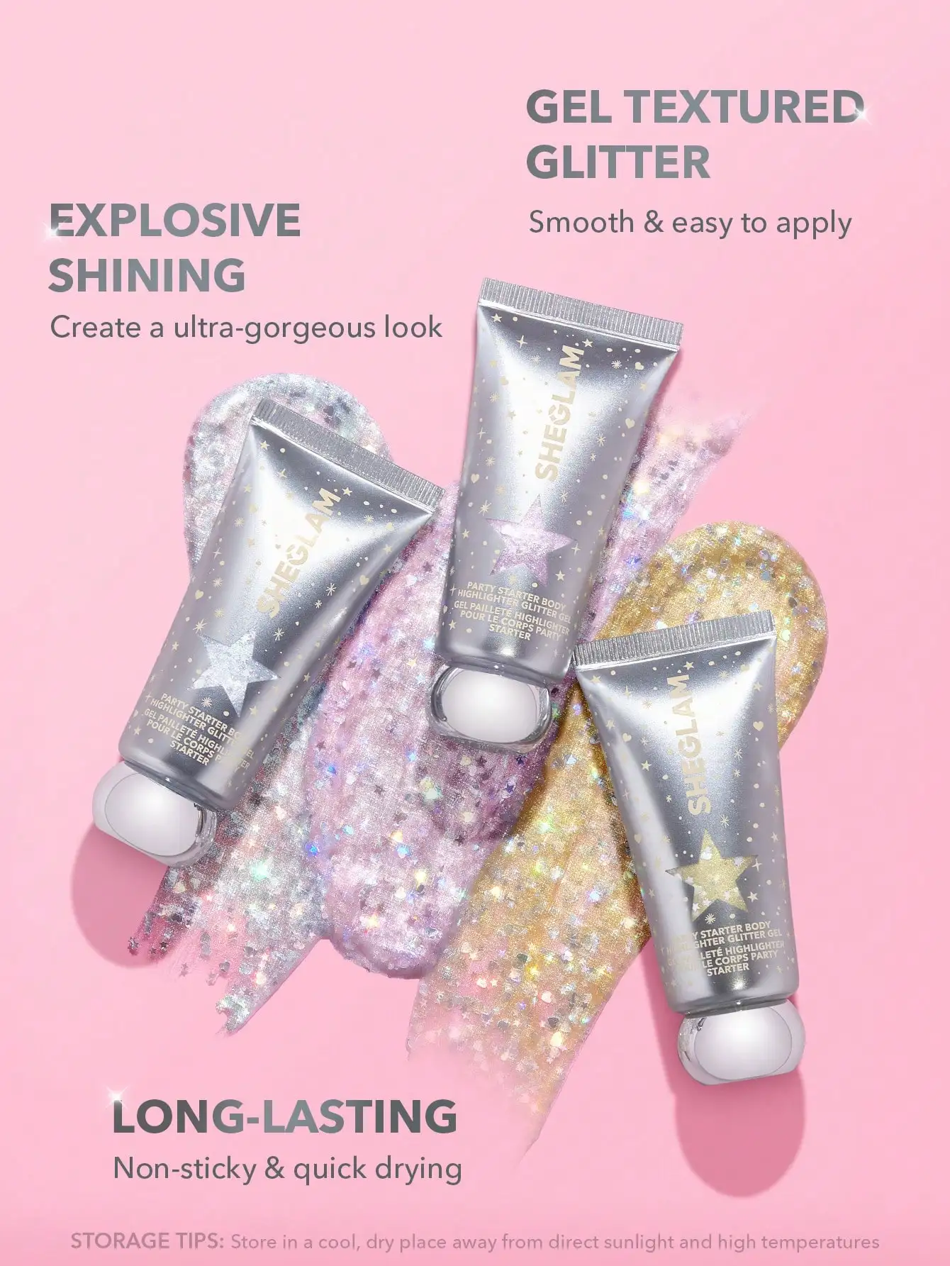 171033509288b1c9095d39f40eb8e476cd9833e59c SHEGLAM Party Starter Body Highlighter Glitter Gel - Image 2